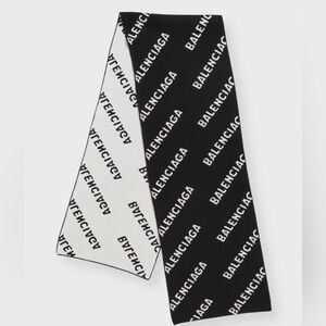 Balenciaga Wool Allover Logo Macro Scarf